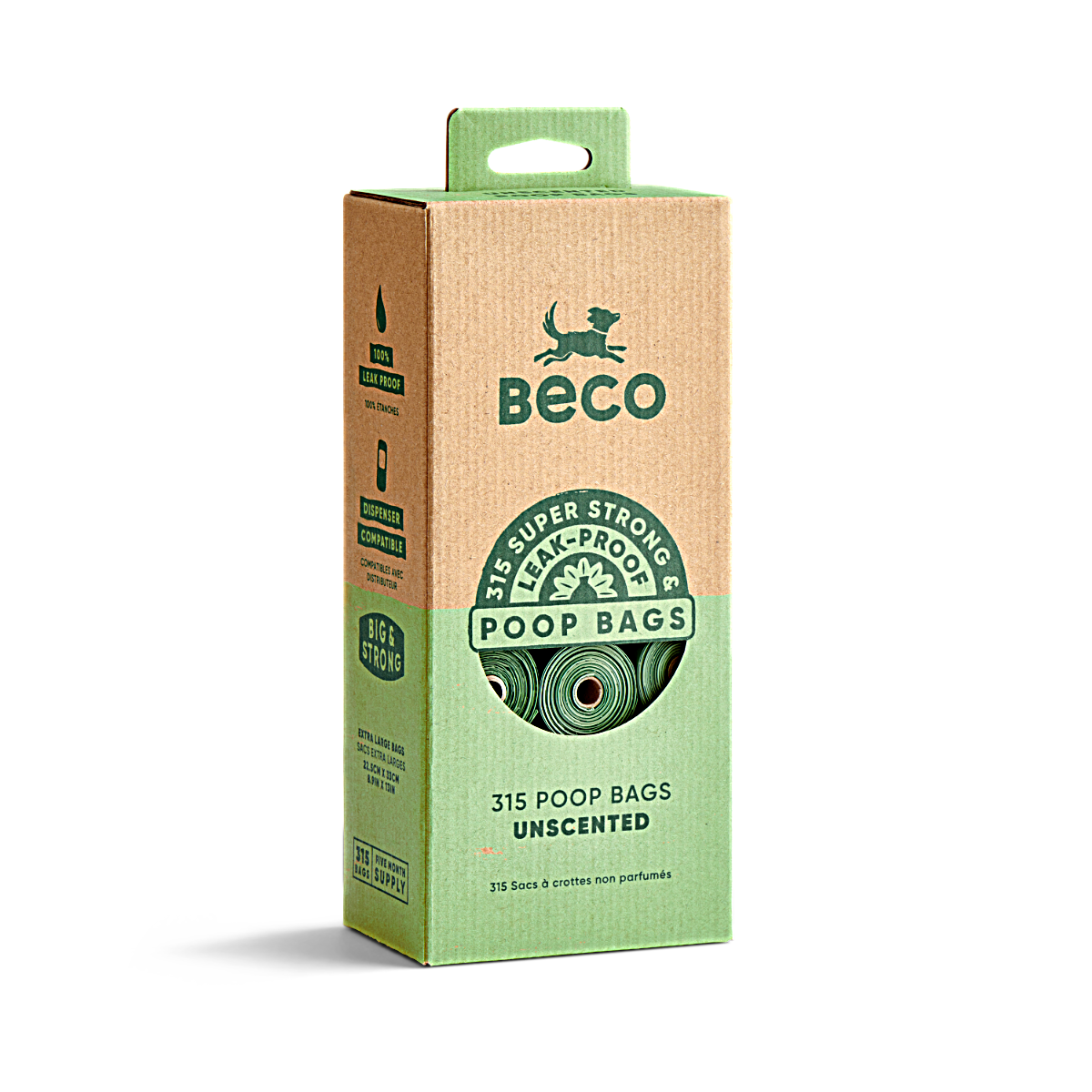 Beco Poop Bags: 315 unscented, super strong poop bags for responsible dog owners. A convenient and eco-friendly way to clean up after your furry friend. Available at Growler and Prowler pets in Manchester.
