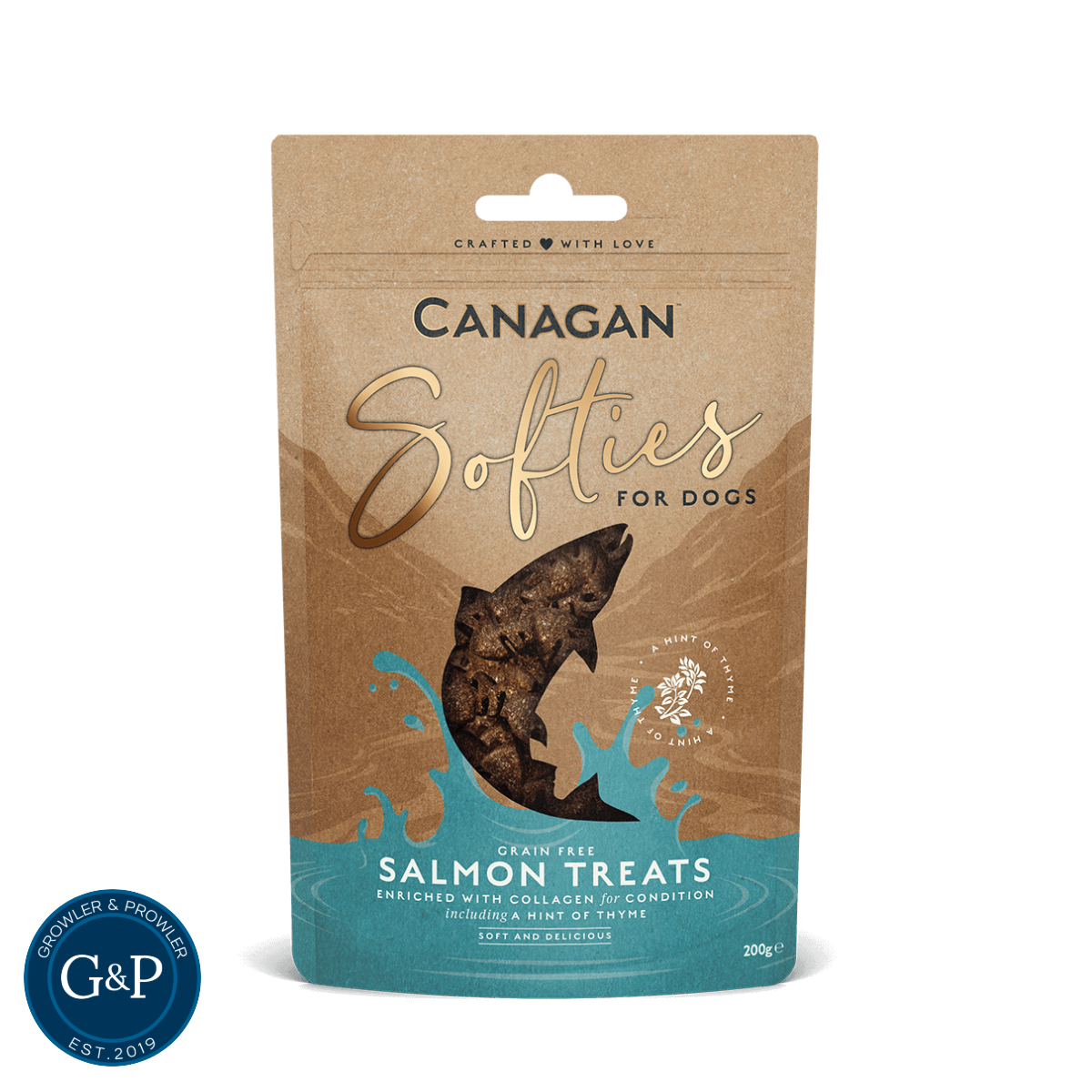 Healthy and tasty salmon treats for dogs. Canagan Softies are grain-free and enriched with collagen, making them a great option for all dogs.
