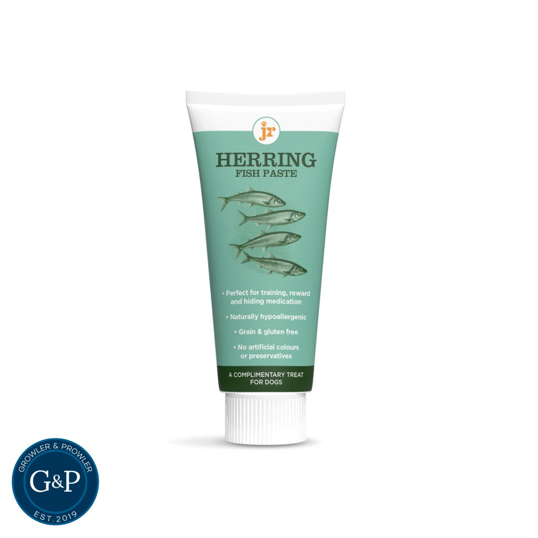 Jr Pets Herring Fish Paste dog treat, A great natural dog treat to use on walks, training or as a simple yummy treat. Great in Kongs, LickiMats or any other dog treat toy. Available in Manhester at Growler and Prowler Pets.
