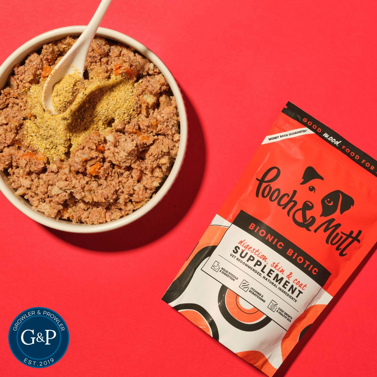 Healthy dog digestive, skin, and coat supplement. Pooch & Mutt Bionic Biotic is a natural product that supports overall health and well-being.