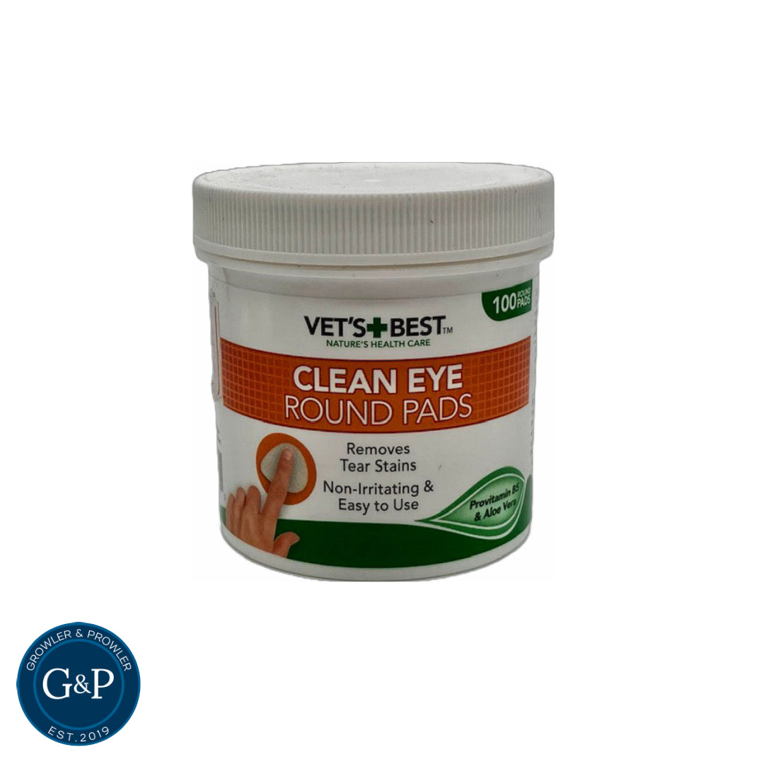 Clean Eye Soft Pads: 100 pads for gentle tear stain removal, formulated with provitamin B5 and aloe vera. Suitable for dogs, non-irritating, and easy to use. 