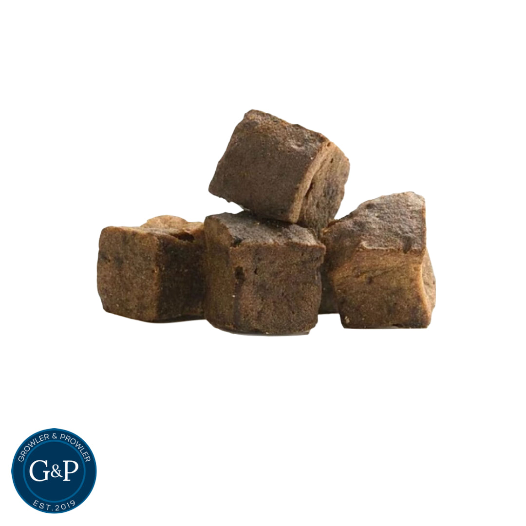 A pile of Luxury Liver Brownies, a natural dog treat available at Growler & Prowler based in Manchester.