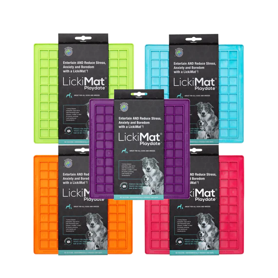 The LickiMat Playdate Dog Slow Feeder Lick Mat: Boredom and Anxiety Reducer; Perfect for Food, Treats, Yogurt, or Peanut Butter.